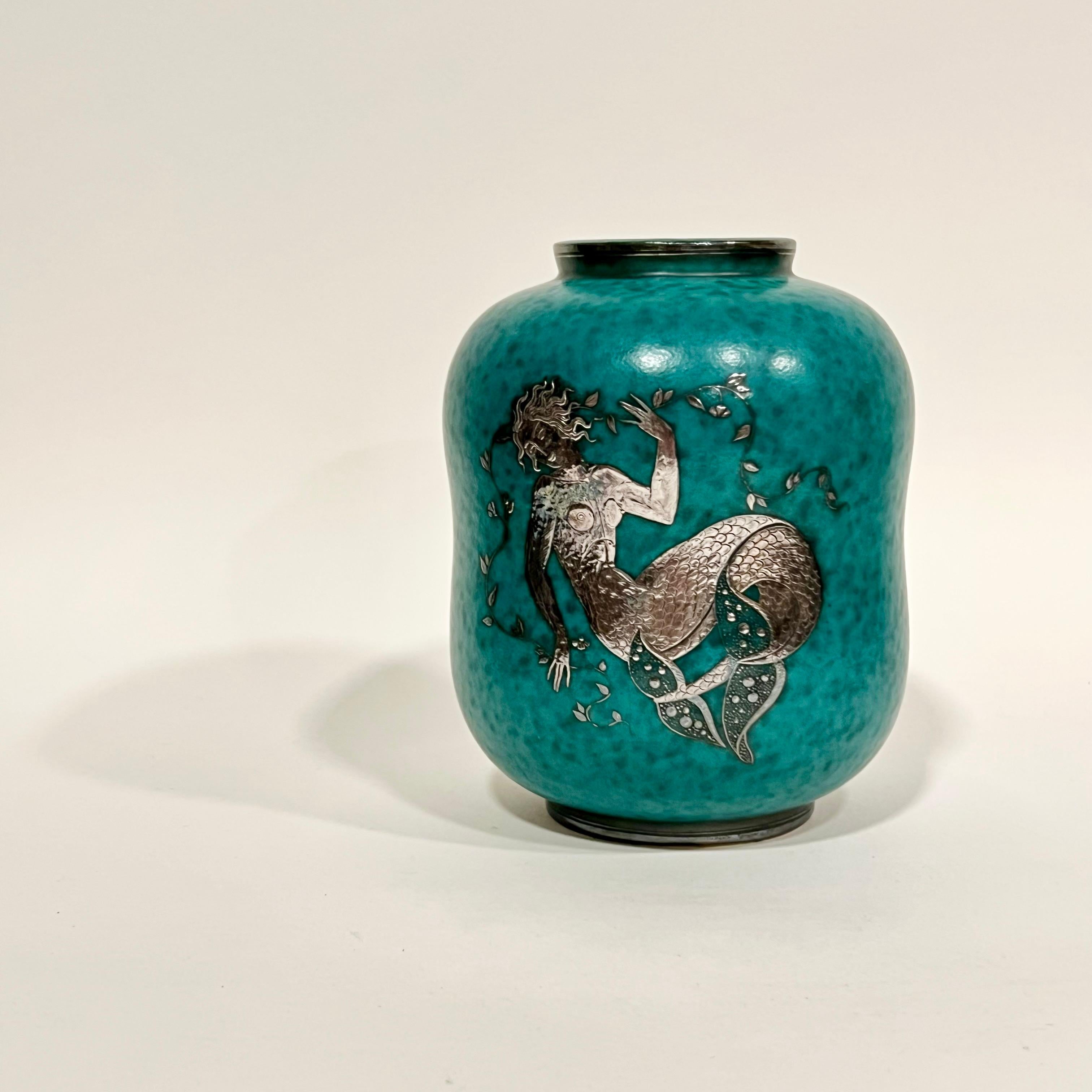 Wilhelm Kåge Vase à sirène en argent vers 1930 Suède en vente 1