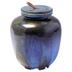 Wilhelm Kage, "Farsta" Blue Lid Jar, the Gustavsberg Manufactory, Sweden, 1959