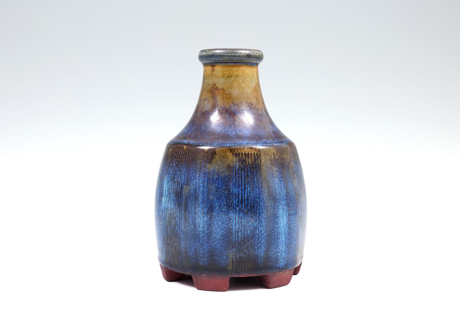Vase bleu « Farsta » de Wilhelm Kage, manufacture Gustavsberg, Suède, 1957 Bon état - En vente à Tokyo, 13