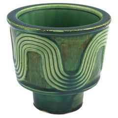 Wilhelm Kage, "Farsta" Geen Glazed Patterned Goblet, Gustavsberg, Sweden, 1949