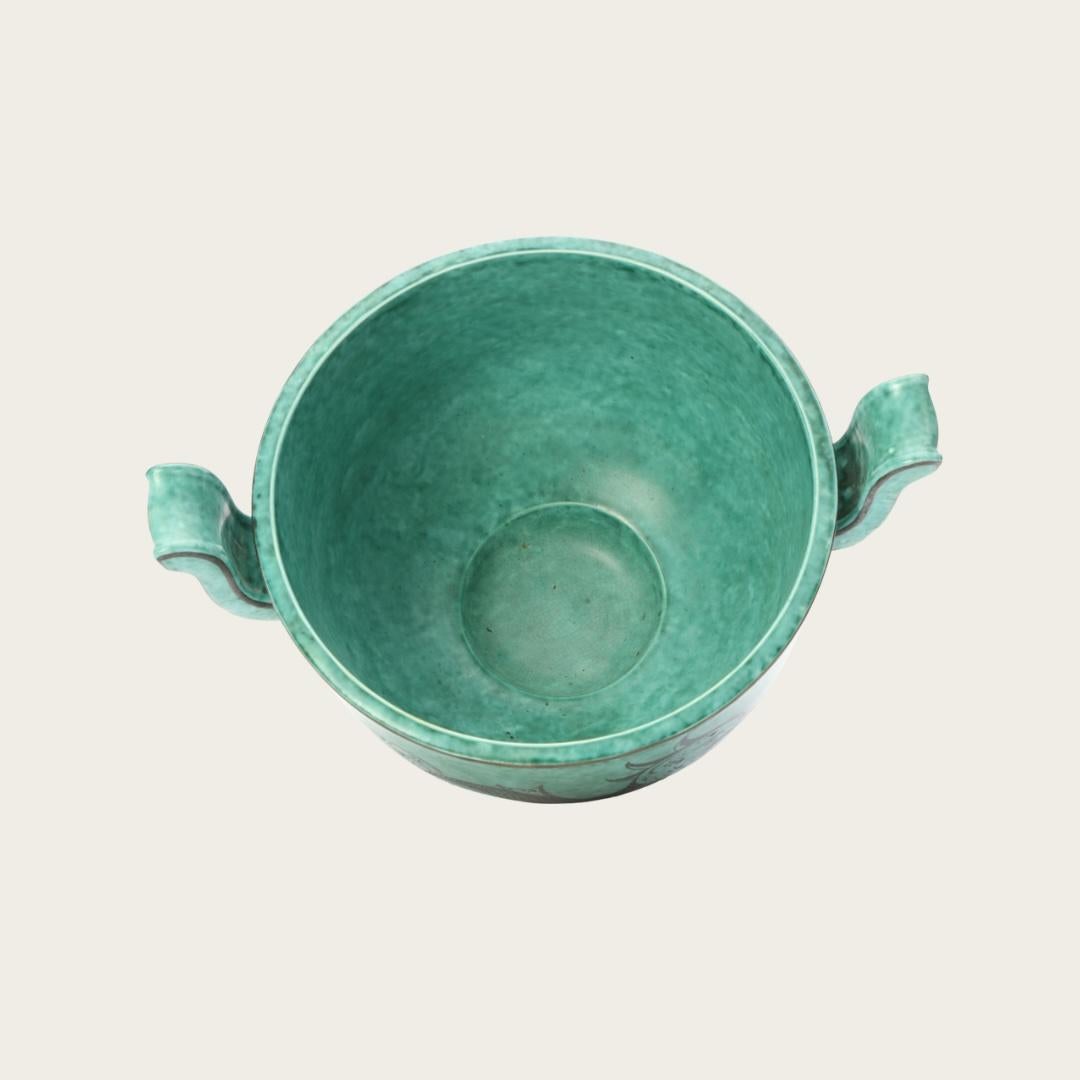 Mid-20th Century Wilhelm Kåge Footed Stoneware Bowl with Hangers For Sale