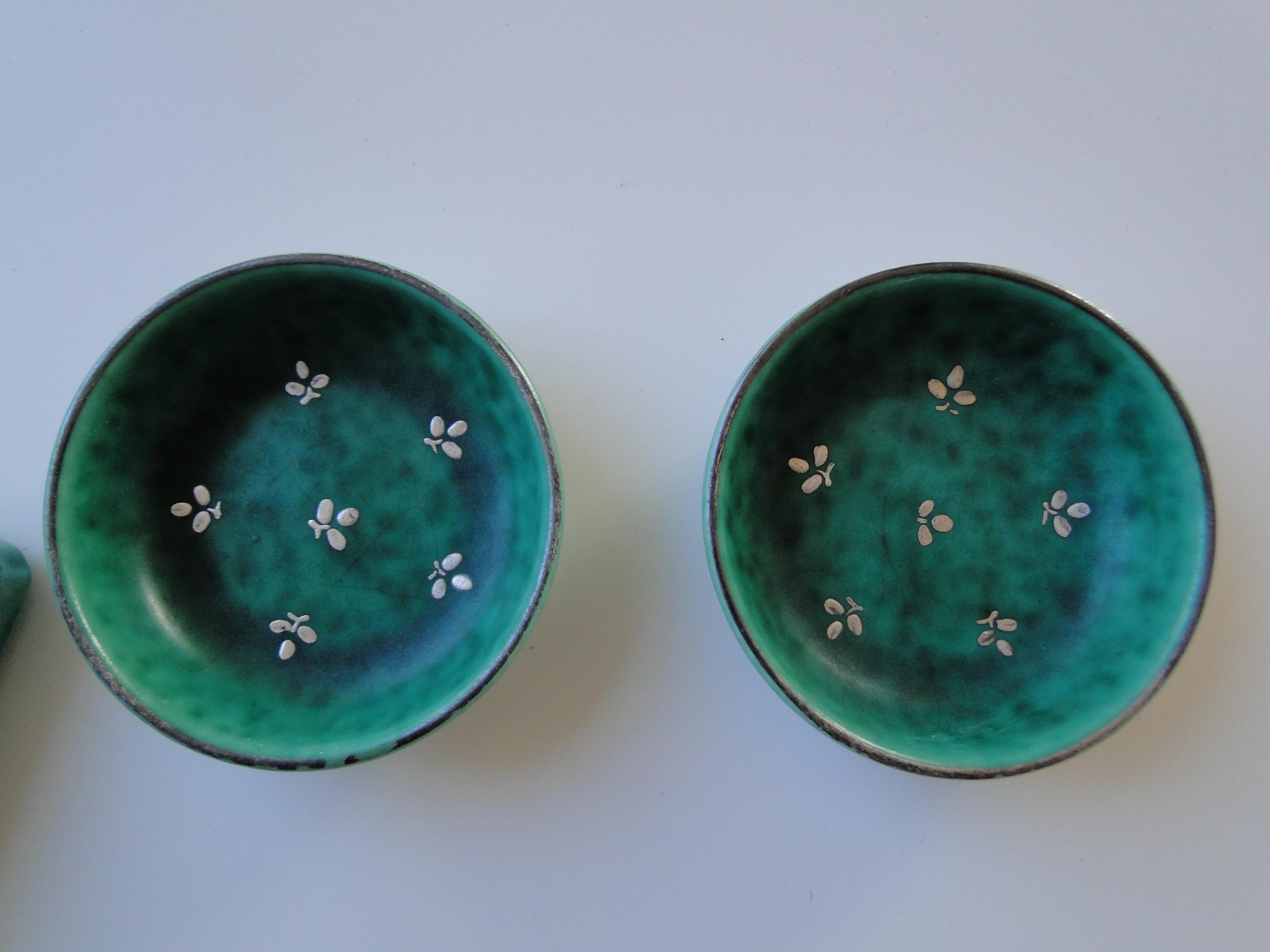 Swedish Wilhelm Kage for Gustavsberg 5 Small Argenta Bowls and One Square For Sale