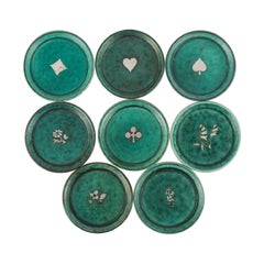 Wilhelm Kåge for Gustavsberg, a Set of Eight "Argenta" Ceramic Bottle Trays Vintage Wilhelm Kåge for Gustavsberg, a Set of Eight "Argenta" Ceramic Bottle Trays