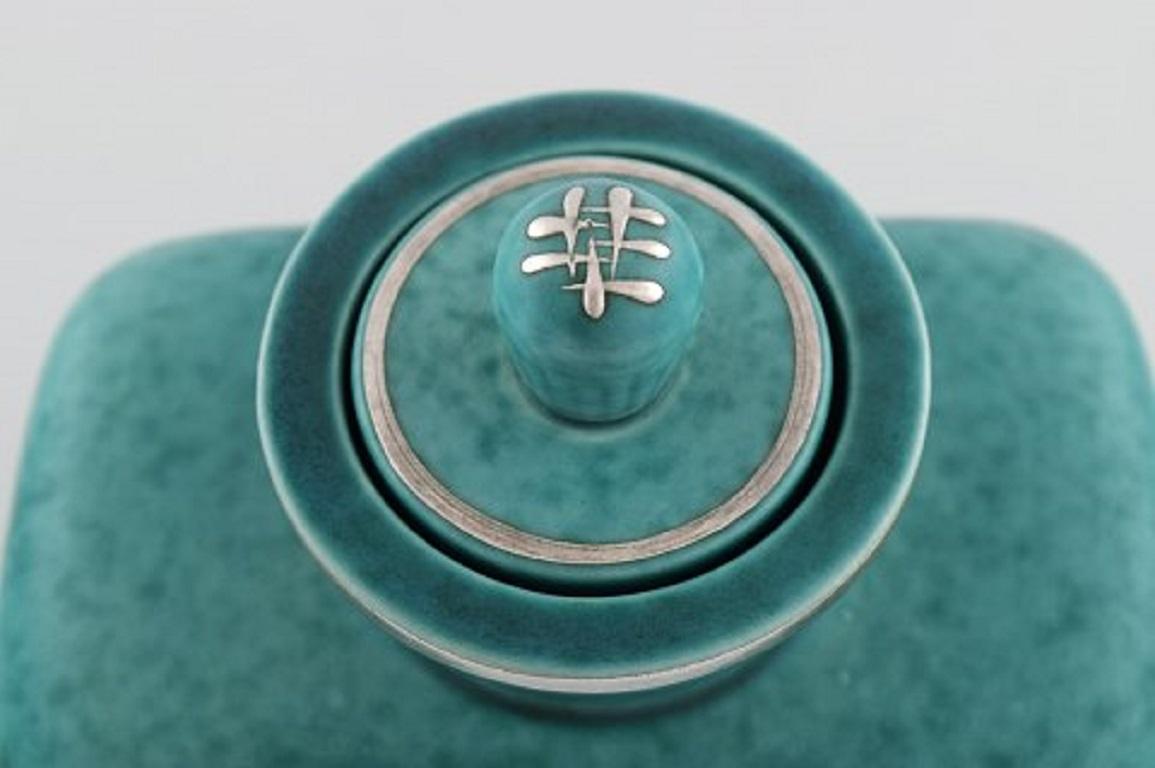 Wilhelm Kåge for Gustavsberg. Argenta Art Deco Lidded Jar. 1940's In Excellent Condition In Copenhagen, DK