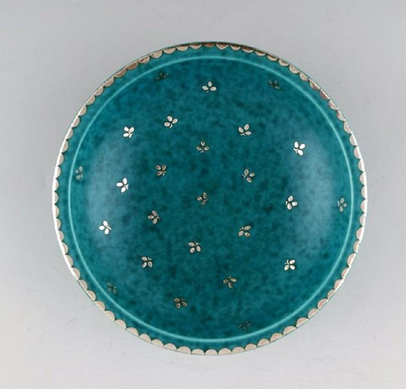 Wilhelm Kåge for Gustavsberg, Argenta Bowl in Ceramics Decorated with Leaves (Art déco)