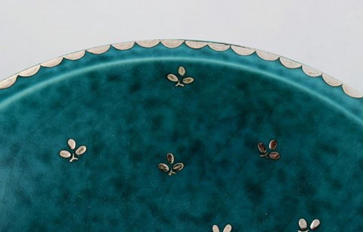 Wilhelm Kåge for Gustavsberg, Argenta Bowl in Ceramics Decorated with Leaves (Schwedisch)