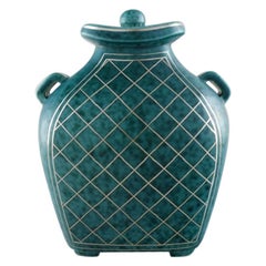Wilhelm Kåge for Gustavsberg, Argenta Lidded Vase in Ceramic, 1940s Vintage Wilhelm Kåge for Gustavsberg, Argenta Lidded Vase in Ceramic, 1940s