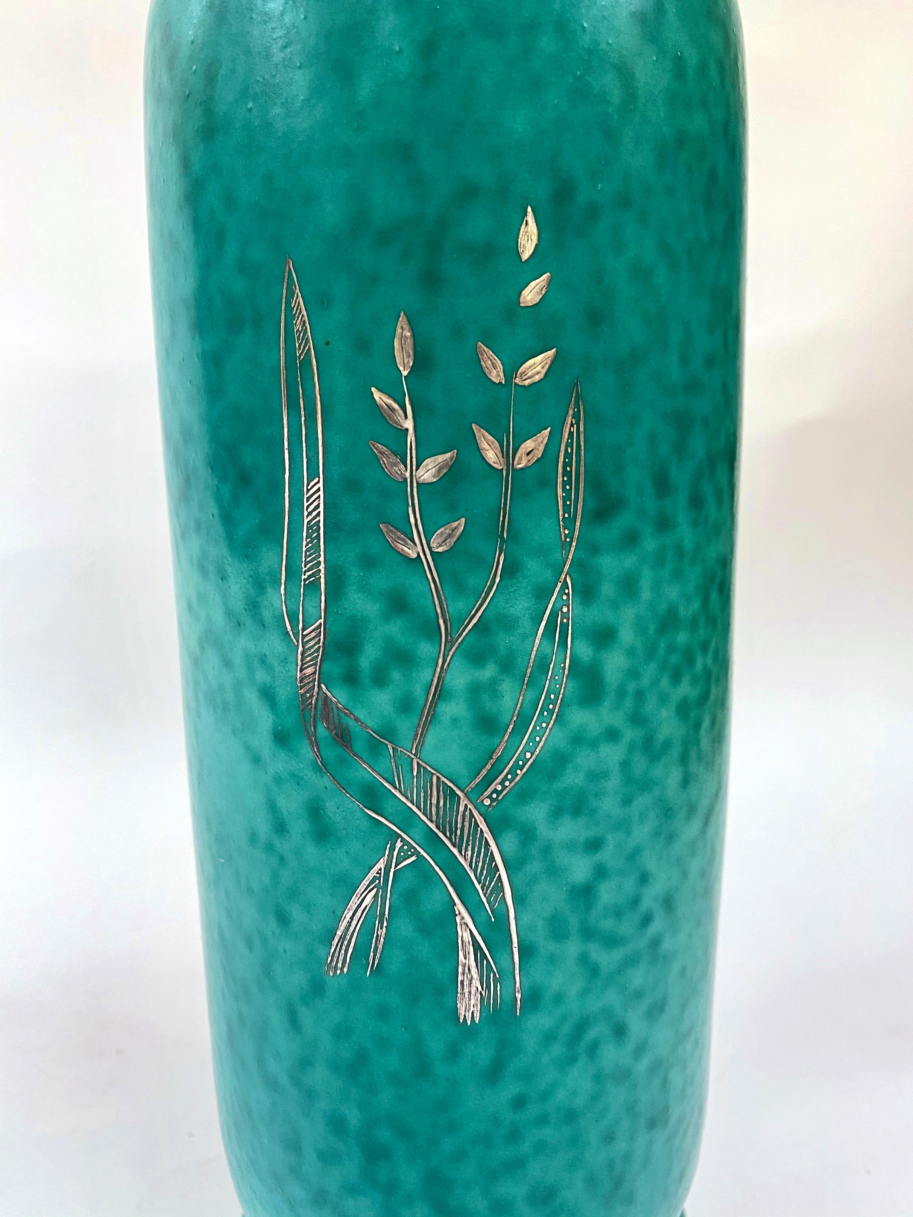 Sterling Silver Wilhelm Kage for Gustavsberg, Argenta Vase with Silver Overlay