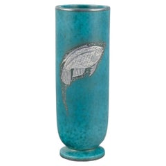 Wilhelm Kåge for Gustavsberg. Art Deco ceramic vase with silver decoration.