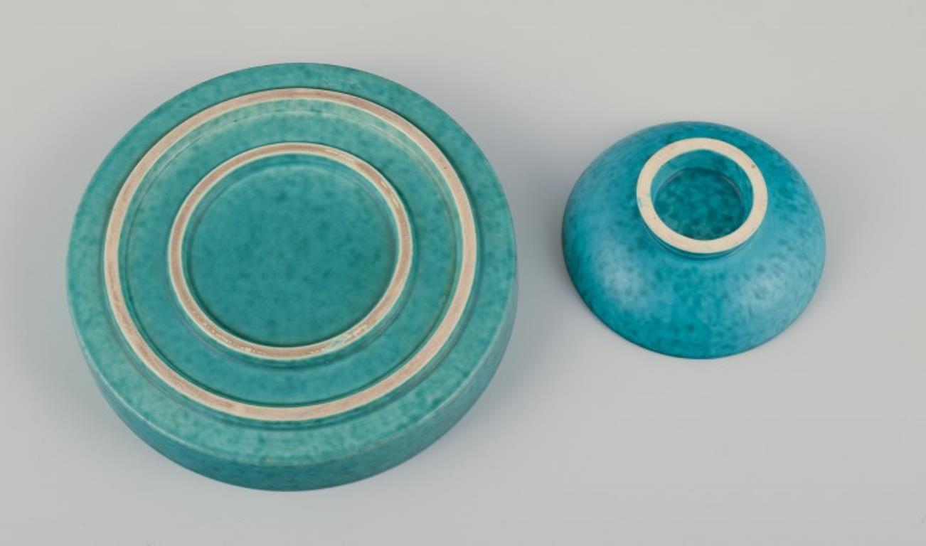 Wilhelm Kåge für Gustavsberg. Keramikschale und Keramikschale, „Argenta“-Serie (20. Jahrhundert) im Angebot