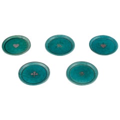 Wilhelm Kåge for Gustavsberg. Five Art Deco ceramic bottle coasters