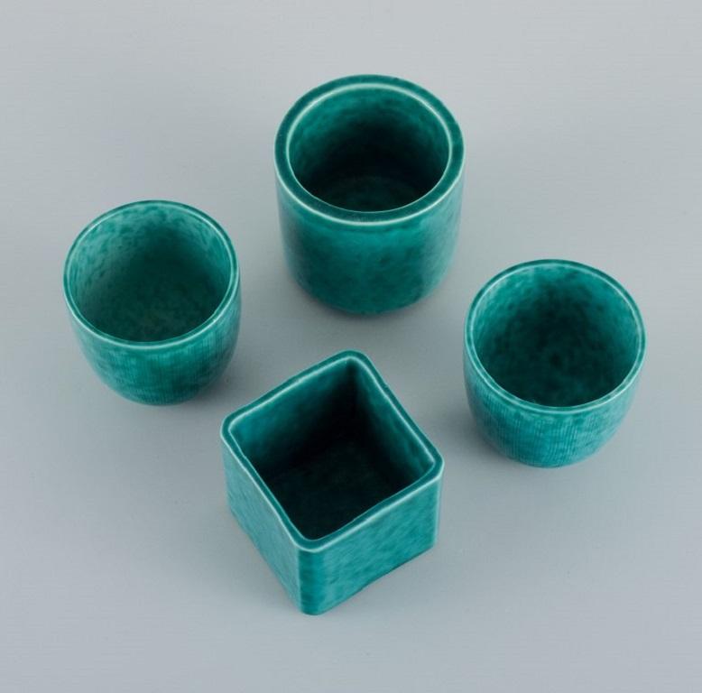 Swedish Wilhelm Kåge for Gustavsberg. Four Argenta Art Deco vases in glazed ceramics. For Sale