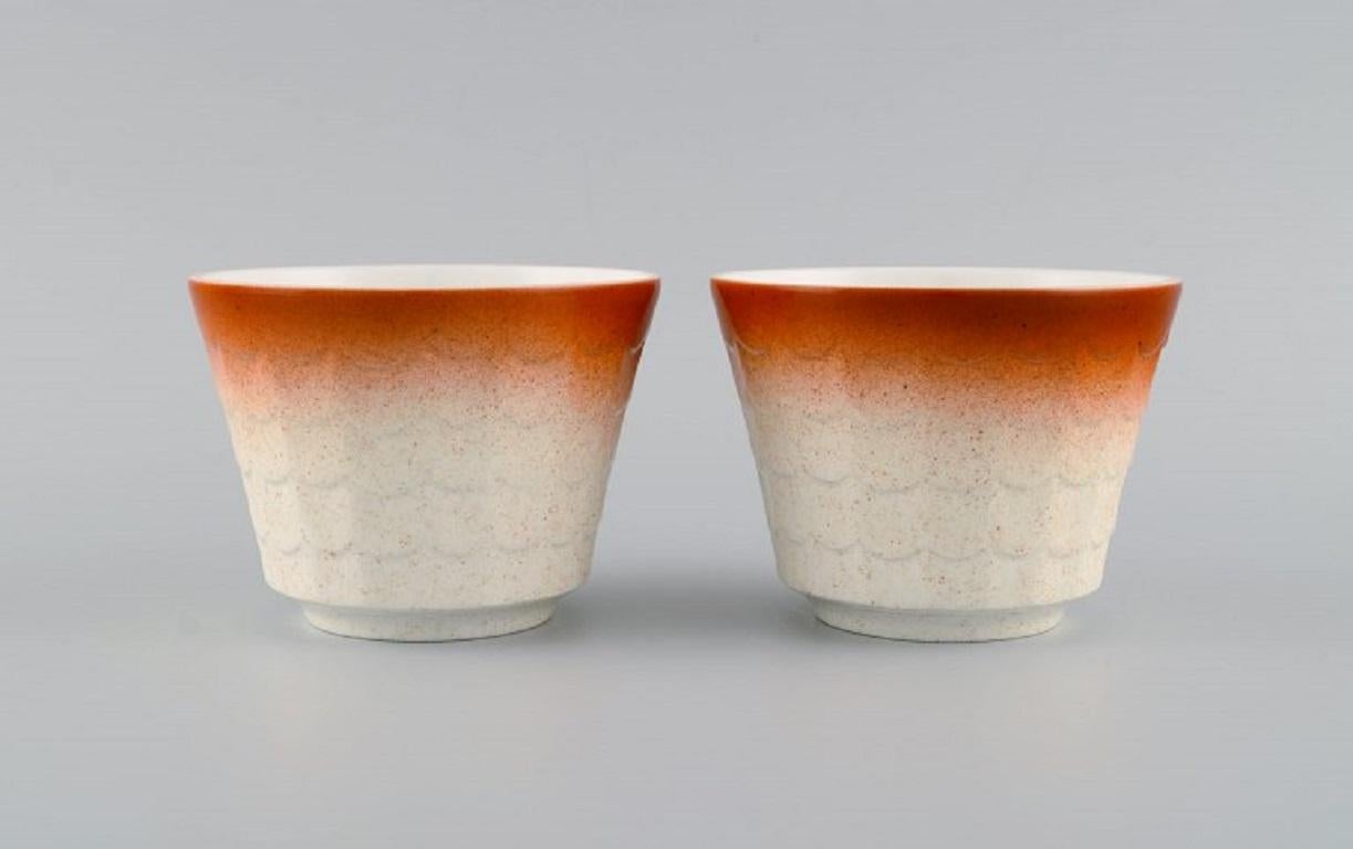 Art déco Quatre pots à herbes Art Déco en porcelaine émaillée Wilhelm Kåge pour Gustavsberg en vente