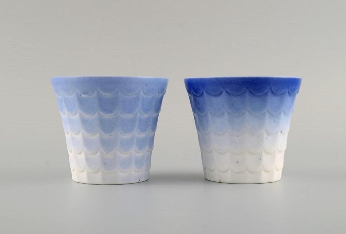 Swedish Wilhelm Kåge for Gustavsberg, Four Art Deco Herb Pots in Glazed Porcelain For Sale