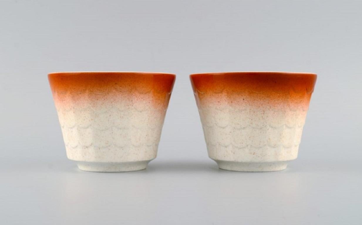 Suédois Quatre pots à herbes Art Déco en porcelaine émaillée Wilhelm Kåge pour Gustavsberg en vente