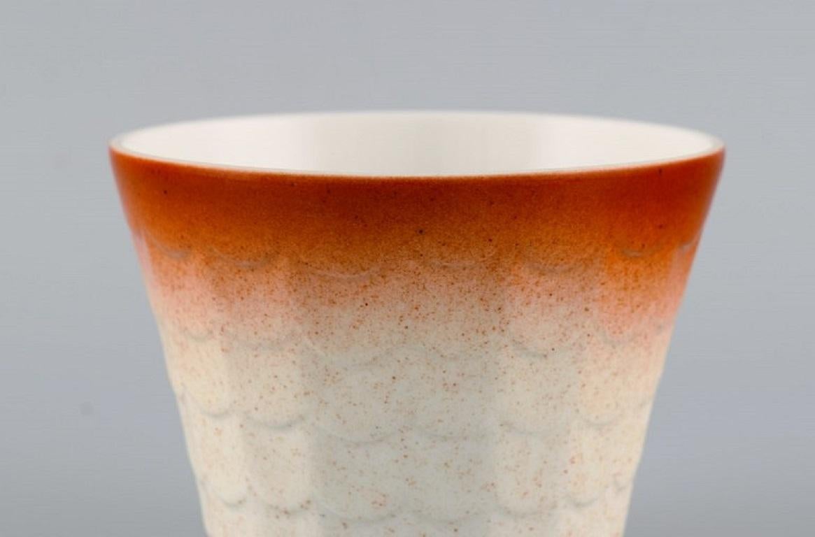 Vernissé Quatre pots à herbes Art Déco en porcelaine émaillée Wilhelm Kåge pour Gustavsberg en vente