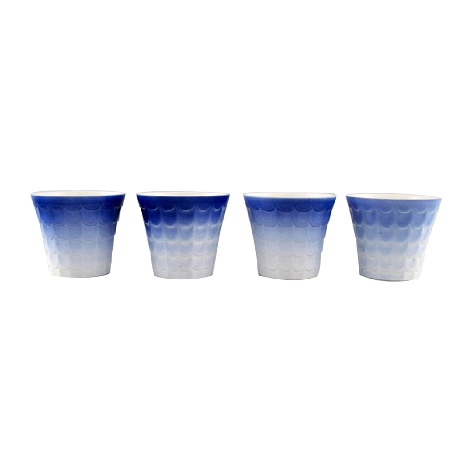 Quatre pots à herbes Art Déco en porcelaine émaillée Wilhelm Kge pour Gustavsberg