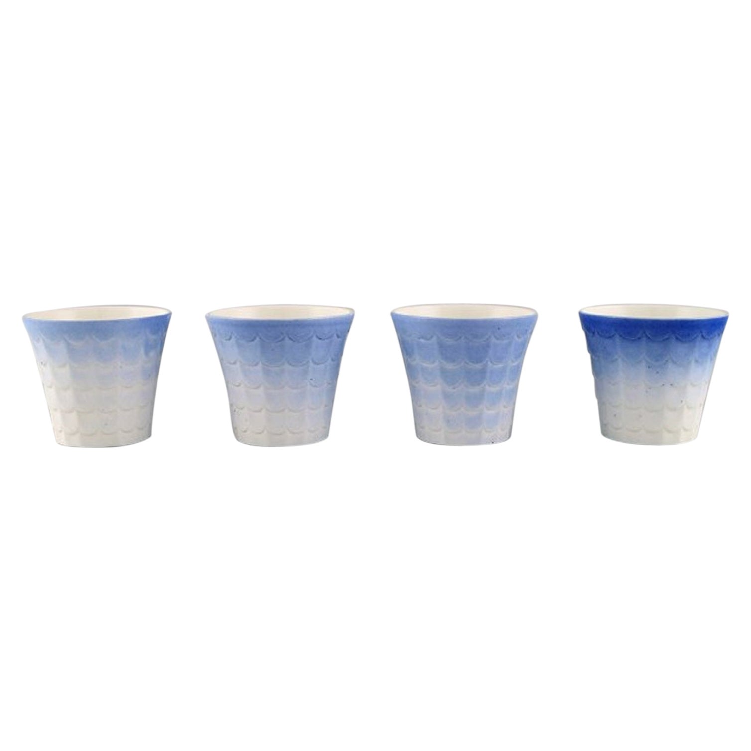 Quatre pots à herbes Art Déco en porcelaine émaillée Wilhelm Kåge pour Gustavsberg