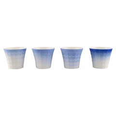 Wilhelm Kåge for Gustavsberg, Four Art Deco Herb Pots in Glazed Porcelain