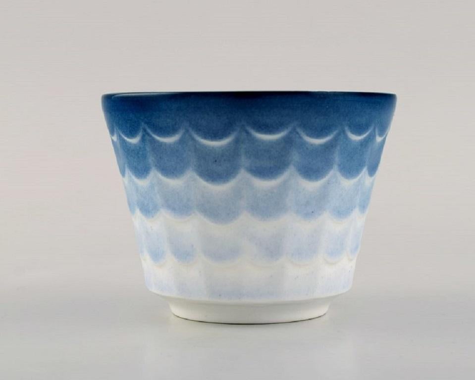 Glazed Wilhelm Kåge for Gustavsberg, Four Flower Pot Covers in Porcelain For Sale