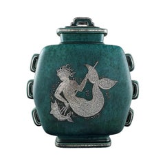 Vintage Wilhelm Kåge for Gustavsberg, Large and Rare Argenta Art Deco Ceramic Lidded Jar