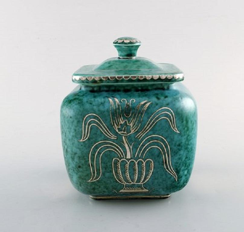 Swedish Wilhelm Kåge for Gustavsberg, Large Argenta Art Deco Ceramic Lidded Jar, 1940s