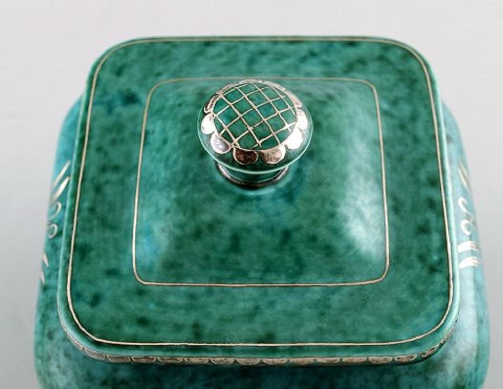 Wilhelm Kåge for Gustavsberg, Large Argenta Art Deco Ceramic Lidded Jar, 1940s 1