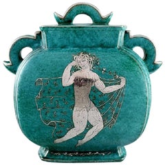 Wilhelm Kåge for Gustavsberg, Large Argenta Art Deco Ceramic Lidded Jar