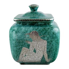 Wilhelm Kåge for Gustavsberg, Large Argenta Art Deco Ceramic Lidded Jar