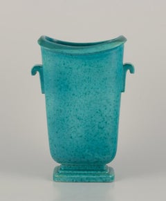 Wilhelm Kåge for Gustavsberg. Large "Argenta" vase with two handles.