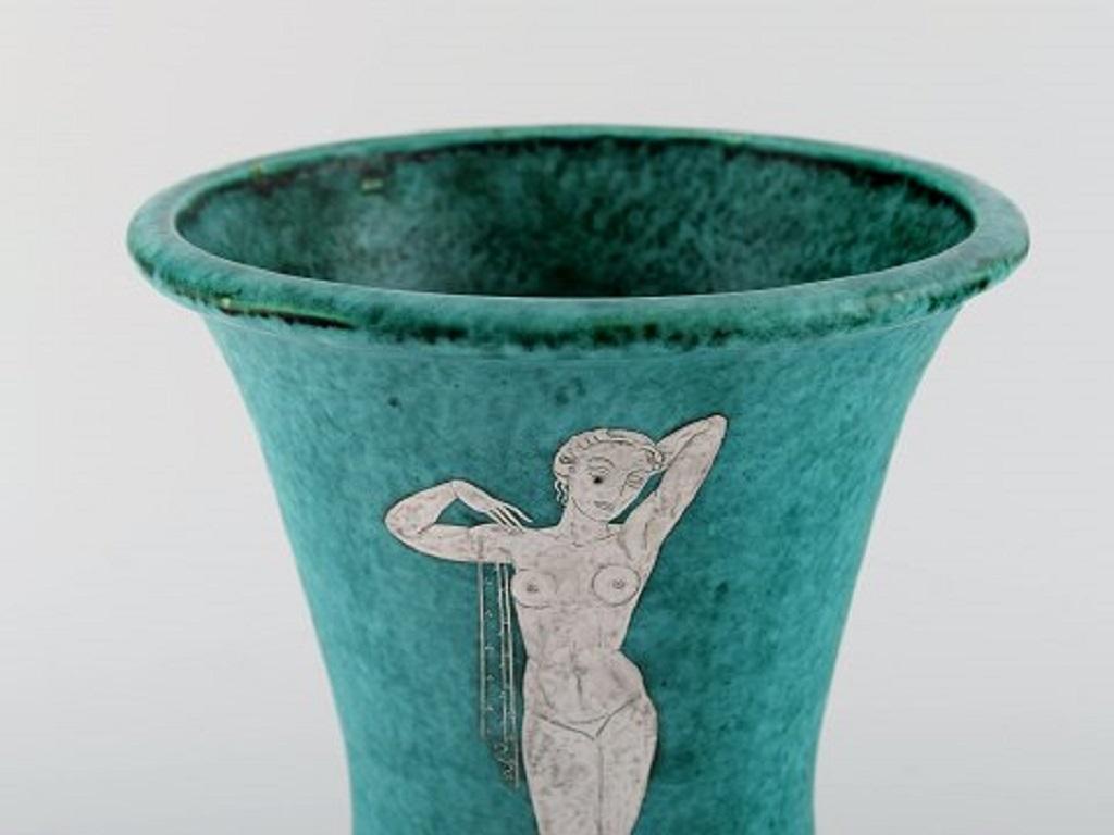 Swedish Wilhelm Kåge for Gustavsberg, Large Rare Argenta Art Deco Vase, 1940s