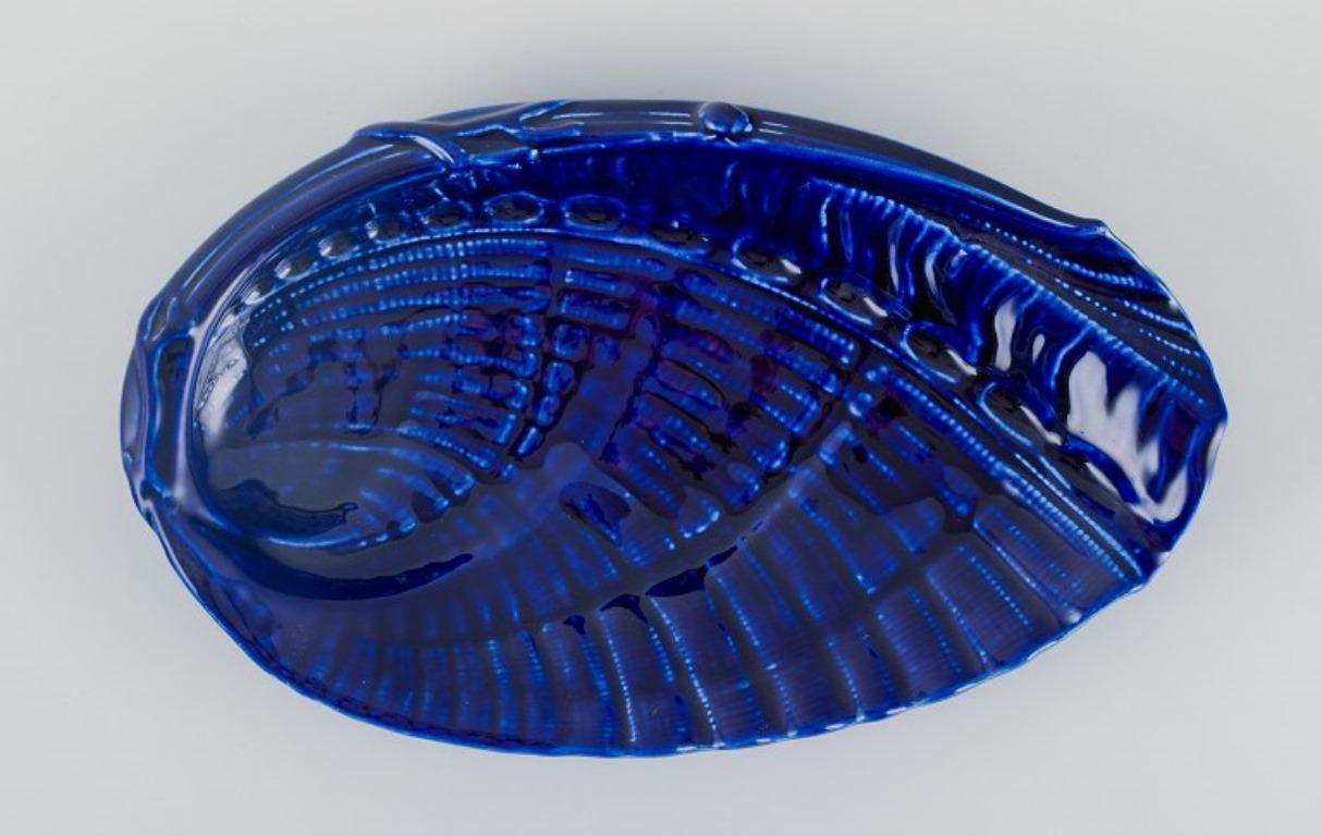 Glazed Wilhelm Kåge for Gustavsberg. Large snail-shaped ceramic bowl. For Sale