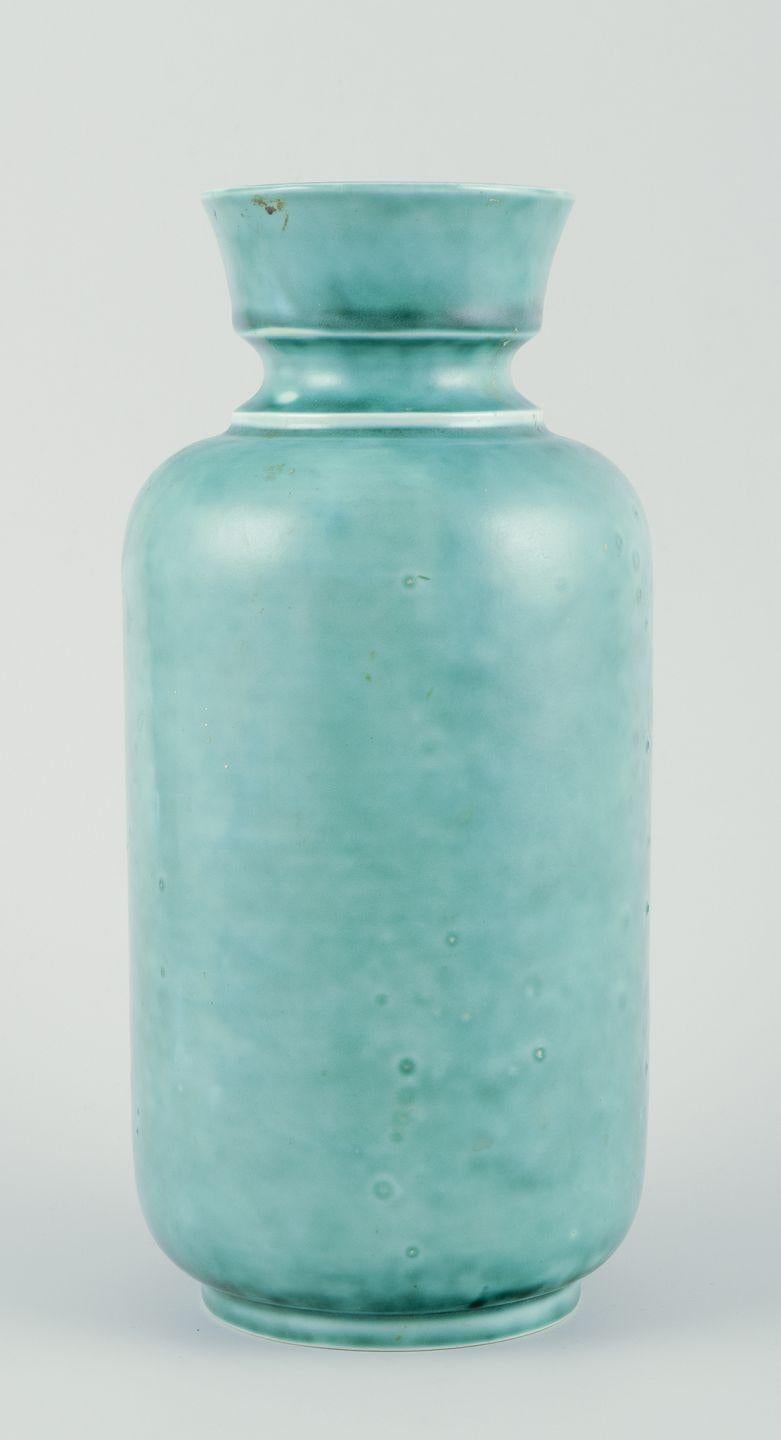 Art Deco Wilhelm Kåge for Gustavsberg. Large stoneware vase. “Argenta” series. For Sale