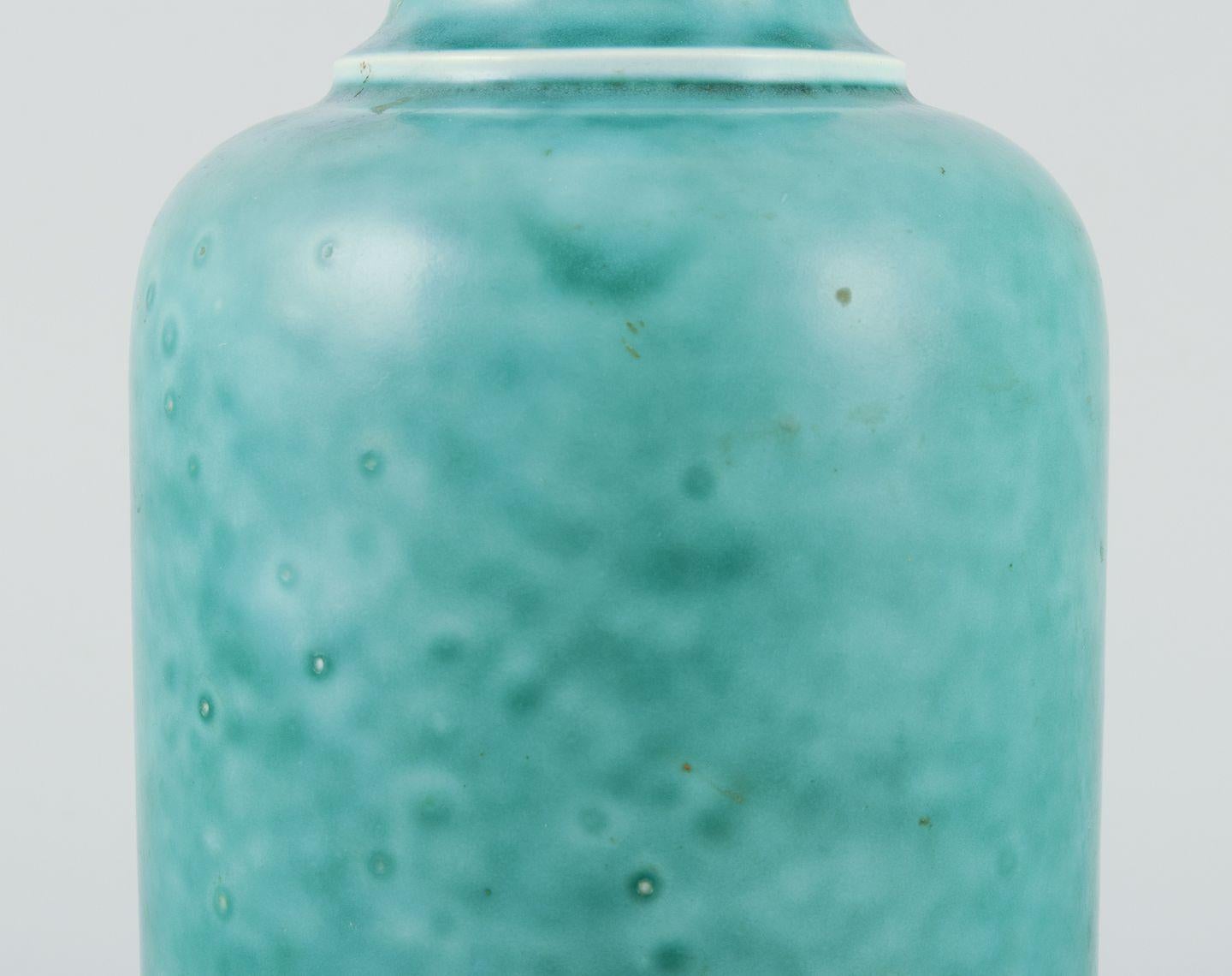 Swedish Wilhelm Kåge for Gustavsberg. Large stoneware vase. “Argenta” series. For Sale