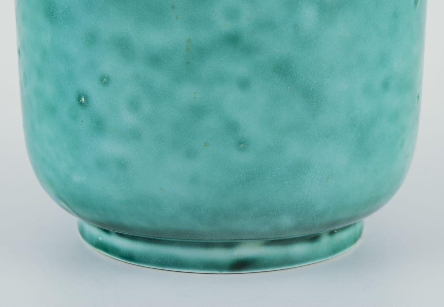 Glazed Wilhelm Kåge for Gustavsberg. Large stoneware vase. “Argenta” series. For Sale