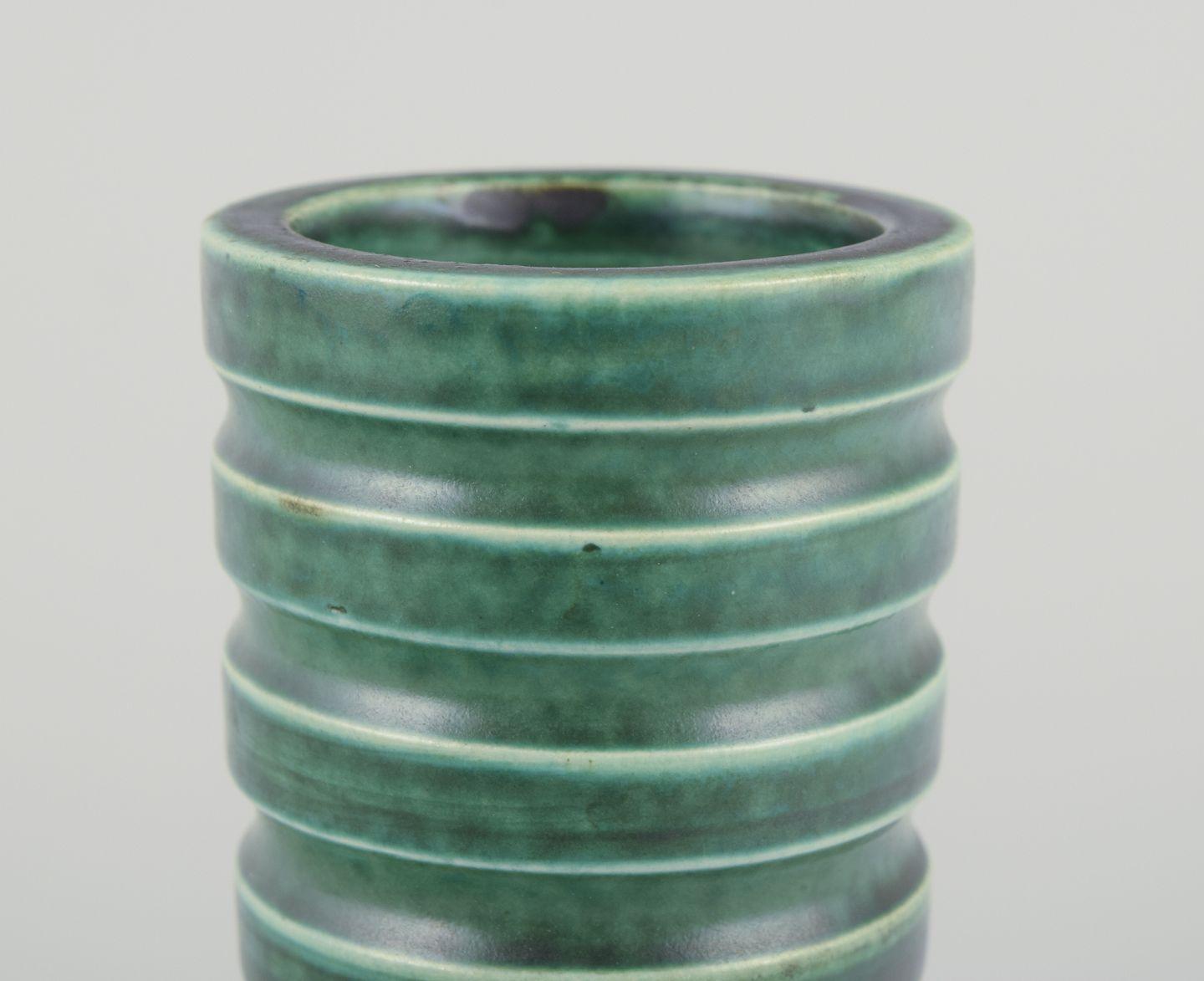 20th Century Wilhelm Kåge for Gustavsberg. Pair of rare Art Deco ceramic vases, mid-20th C. For Sale