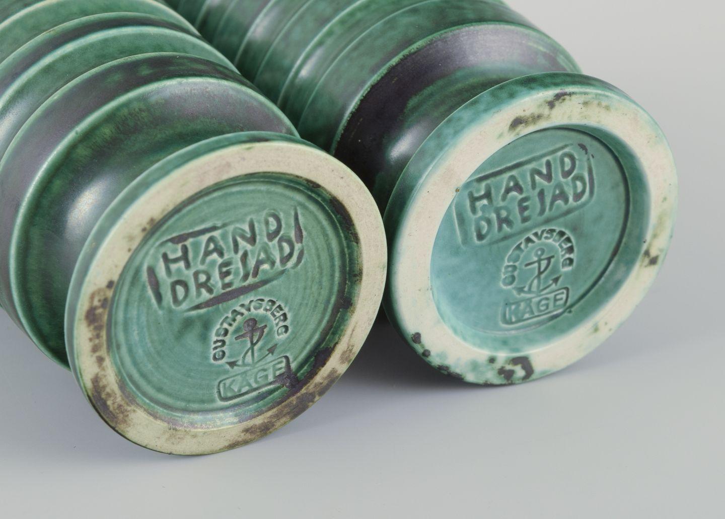 Ceramic Wilhelm Kåge for Gustavsberg. Pair of rare Art Deco ceramic vases, mid-20th C. For Sale