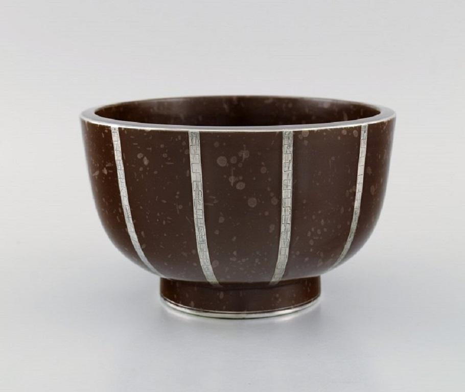 Wilhelm Kåge for Gustavsberg, Rare Argenta Art Deco Bowl in Glazed Ceramics In Excellent Condition For Sale In Copenhagen, DK