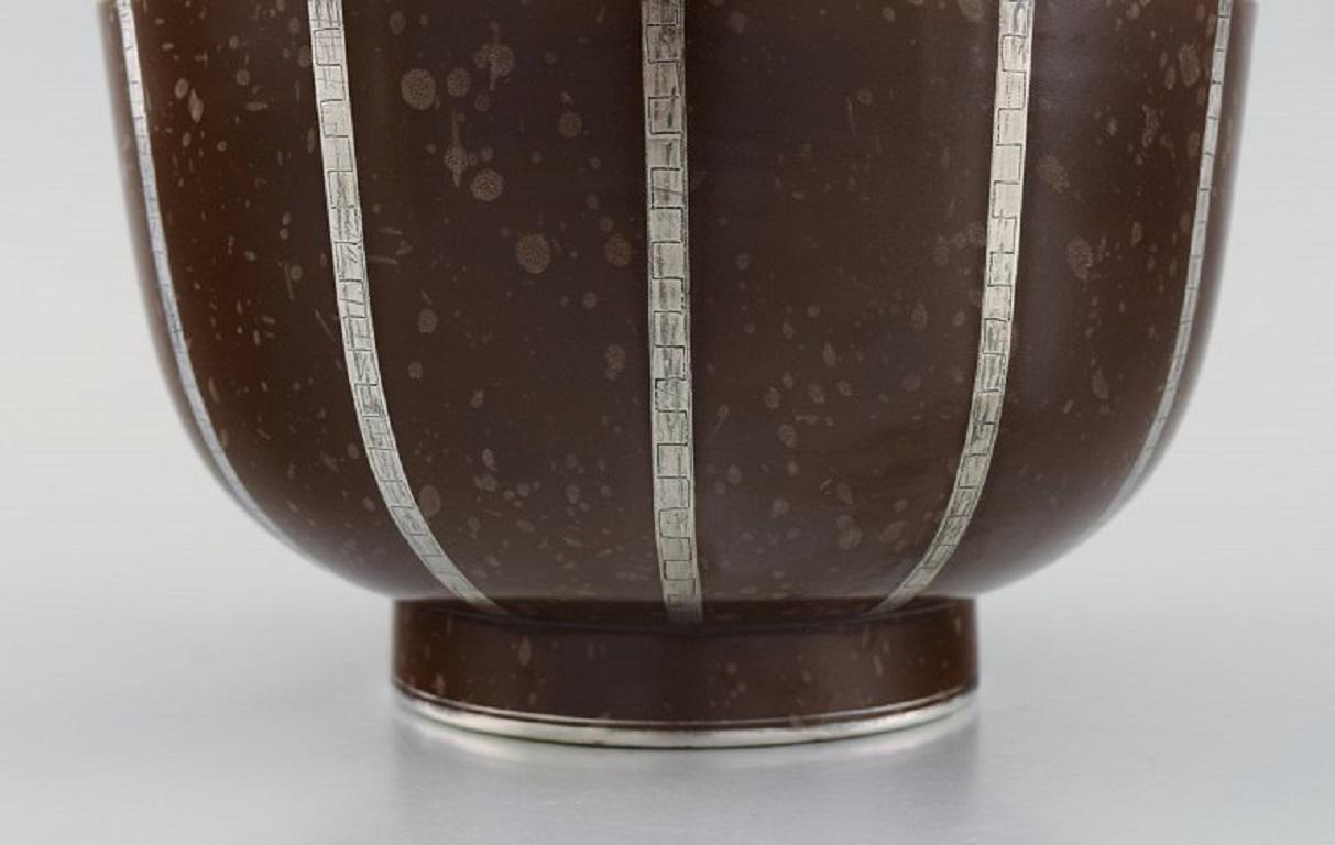 Wilhelm Kåge for Gustavsberg, Rare Argenta Art Deco Bowl in Glazed Ceramics For Sale 1