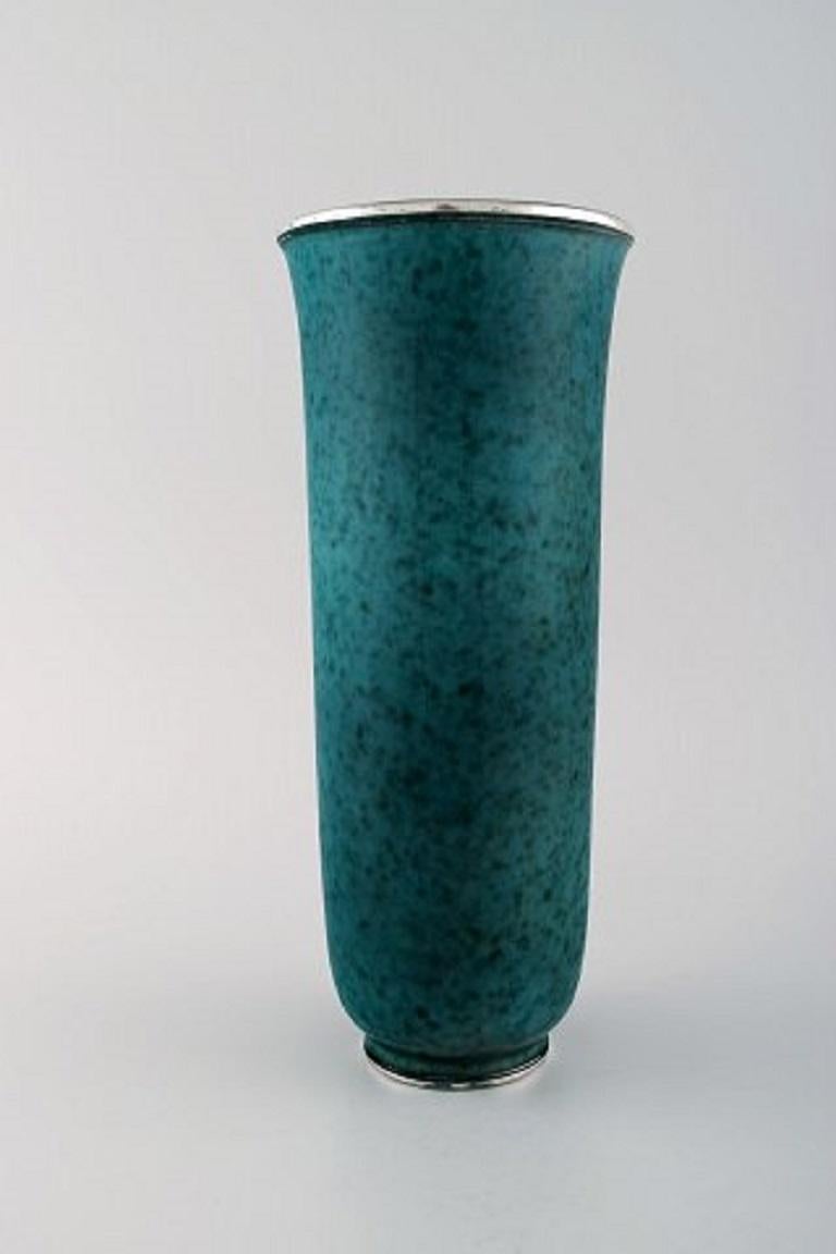 Wilhelm Kåge for Gustavsberg, Rare Argenta Art Deco Ceramic Vase, 1940s In Excellent Condition In Copenhagen, DK