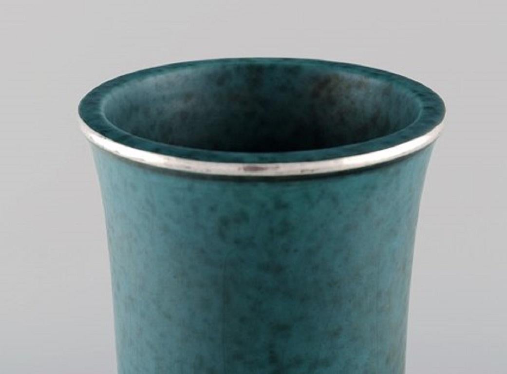 Mid-20th Century Wilhelm Kåge for Gustavsberg, Rare Argenta Art Deco Ceramic Vase, 1940s