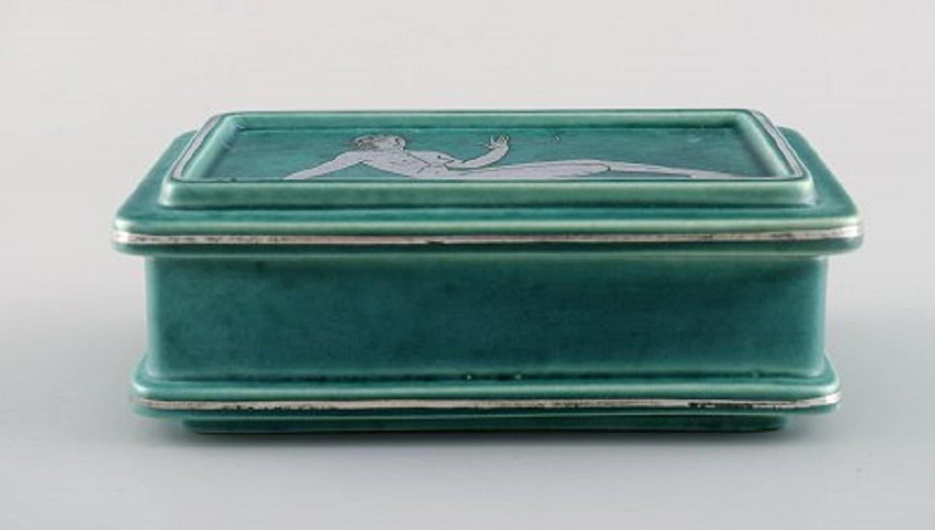 Swedish Wilhelm Kåge for Gustavsberg, Rare Argenta Art Deco Lidded Box