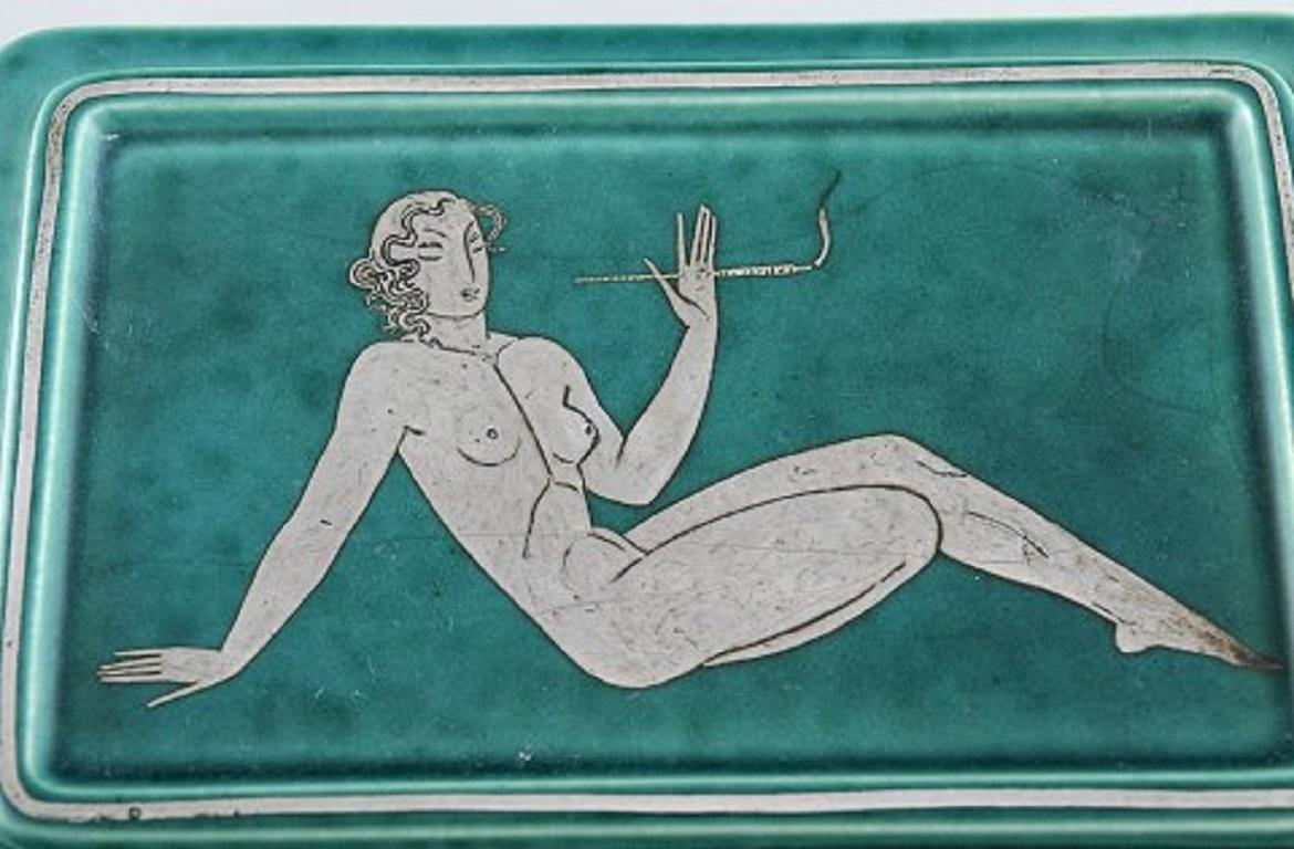 Glazed Wilhelm Kåge for Gustavsberg, Rare Argenta Art Deco Lidded Box