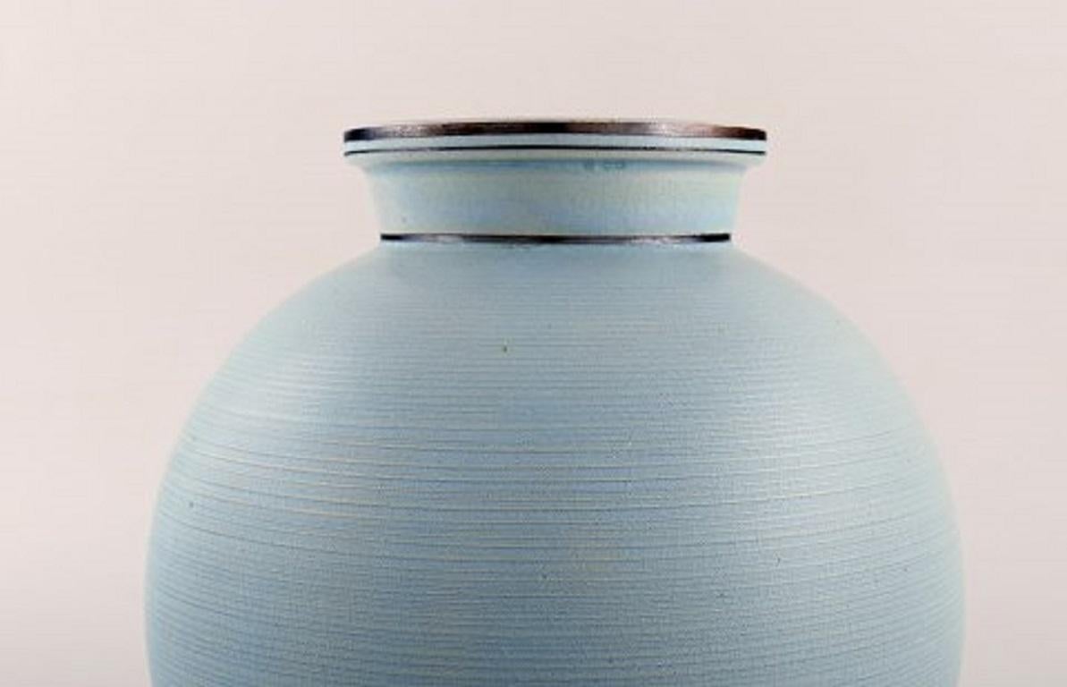 Swedish Wilhelm Kåge for Gustavsberg, Rare Ceramic Vase, Beautiful Turquoise Glaze