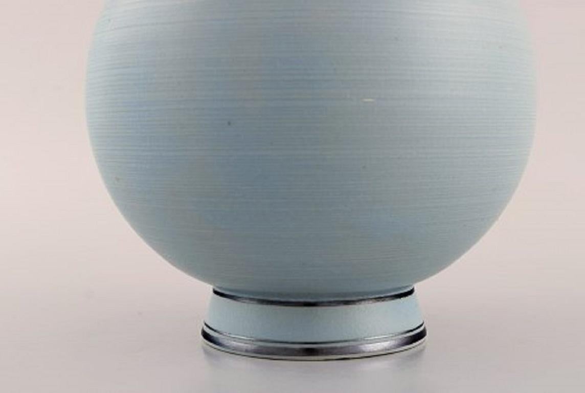Wilhelm Kåge for Gustavsberg, Rare Ceramic Vase, Beautiful Turquoise Glaze In Excellent Condition In Copenhagen, DK