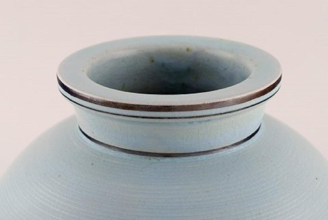 20th Century Wilhelm Kåge for Gustavsberg, Rare Ceramic Vase, Beautiful Turquoise Glaze