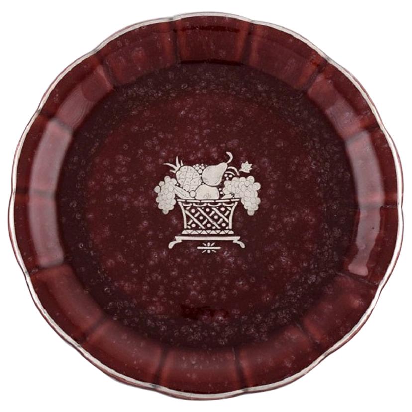 Wilhelm Kåge for Gustavsberg, Rare Red Argenta Dish in Glazed Ceramics
