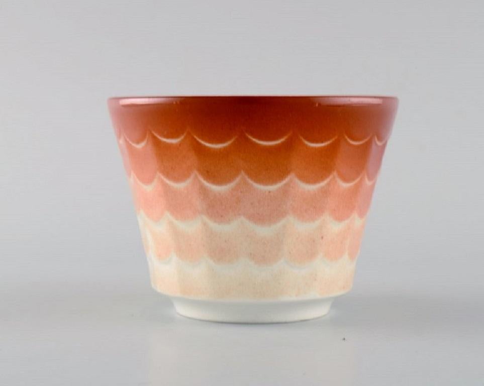 Scandinavian Modern Wilhelm Kåge for Gustavsberg, Six Flower Pot Covers in Porcelain, 1960's For Sale