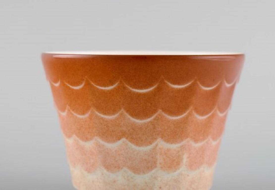 Swedish Wilhelm Kåge for Gustavsberg, Six Flower Pot Covers in Porcelain, 1960's For Sale