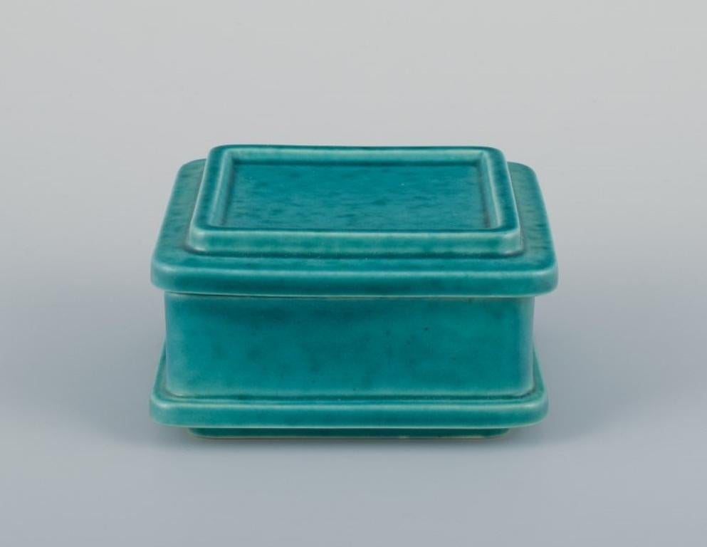 Art Deco Wilhelm Kåge for Gustavsberg. Square Argenta lidded box in ceramic. For Sale